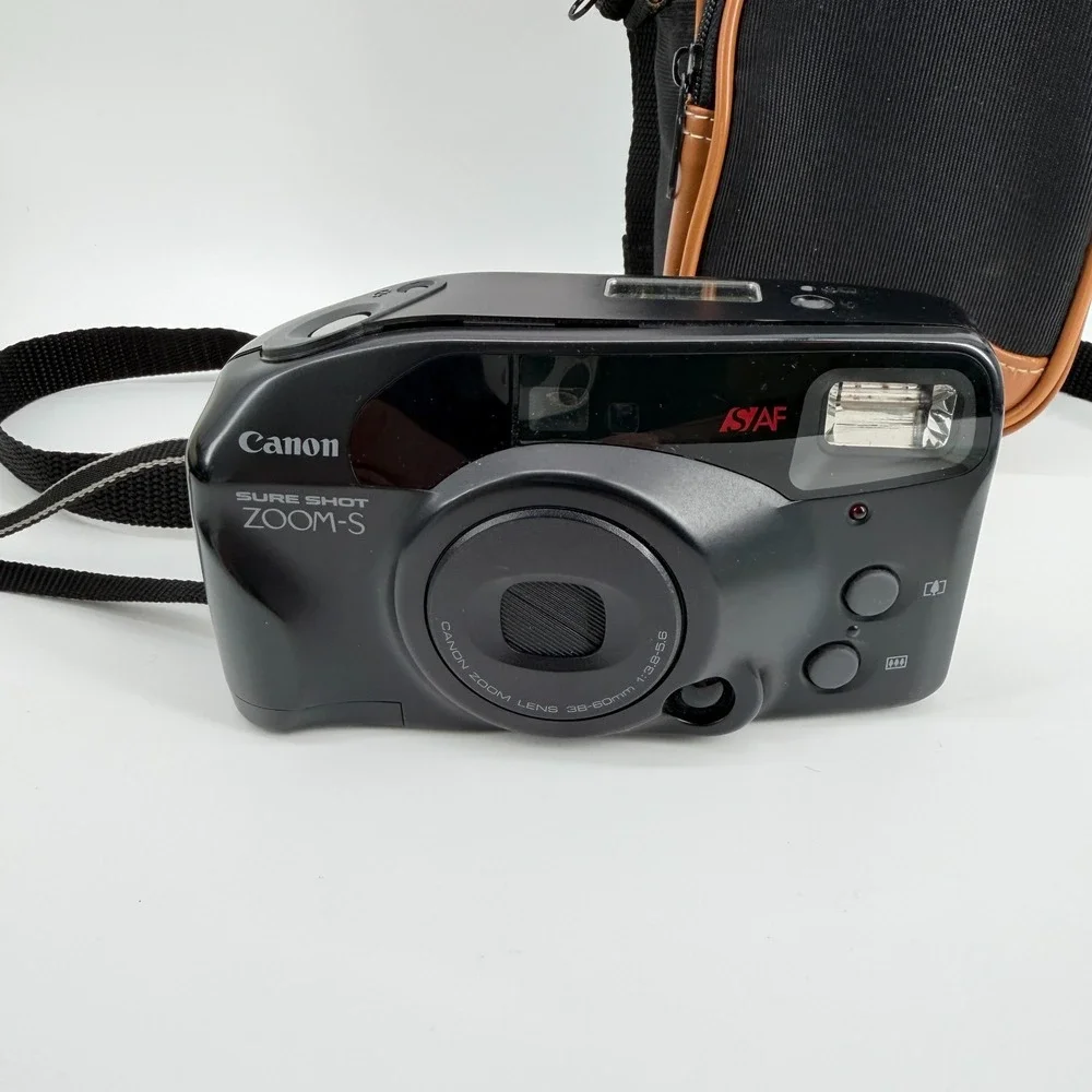 Canon Sure Shot Zoom-S Point & Shoot 35mm Film Camera + Manual + Carrying Case